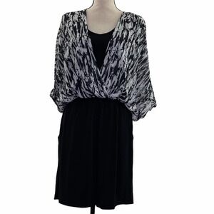 ROW A Black White Empire Long Sleeve Romper 10